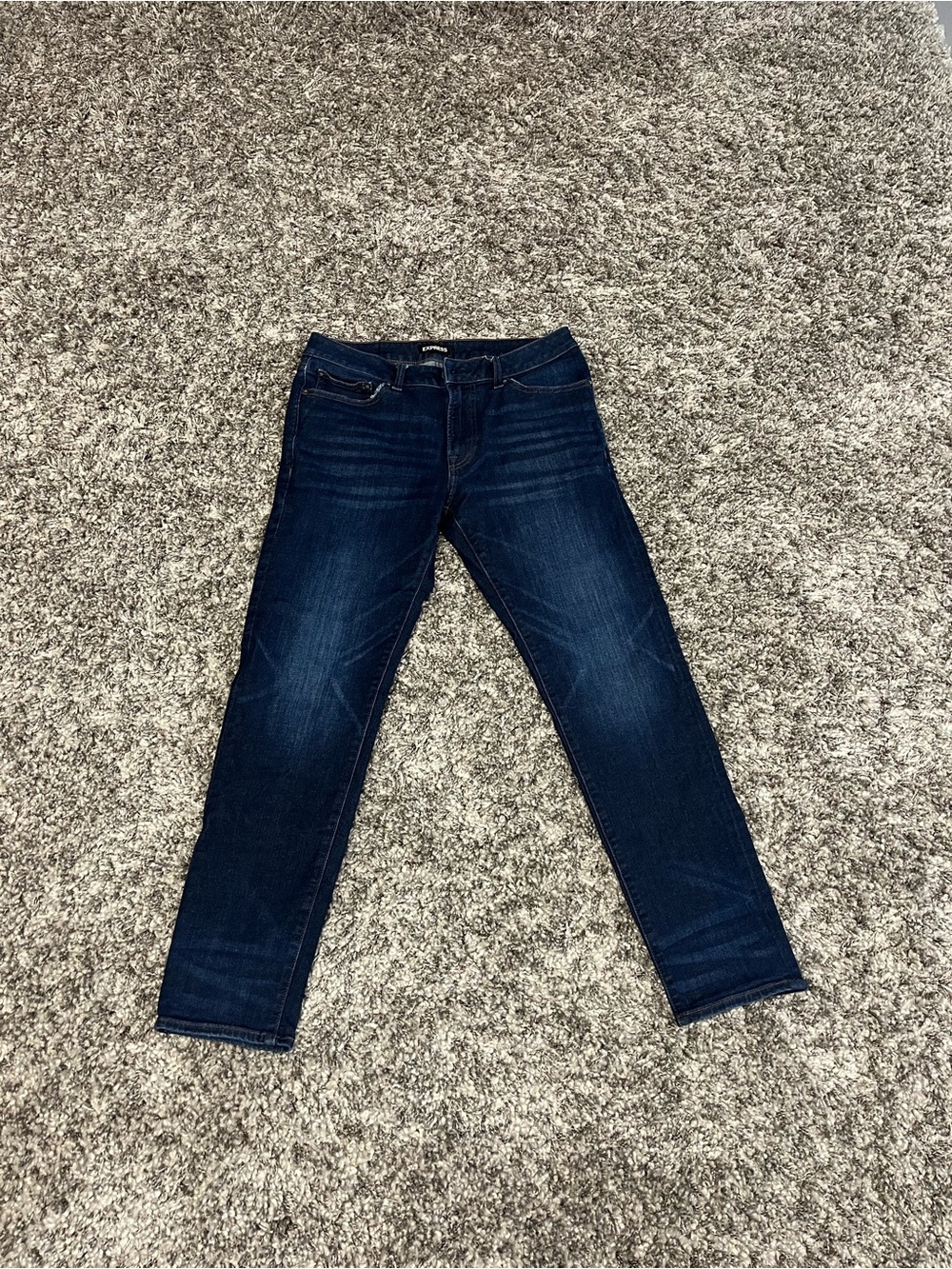 Express Men's Slim Straight Dark Indigo Jeans